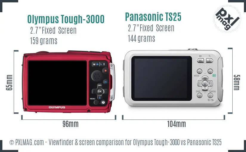 Olympus Tough-3000 vs Panasonic TS25 Screen and Viewfinder comparison