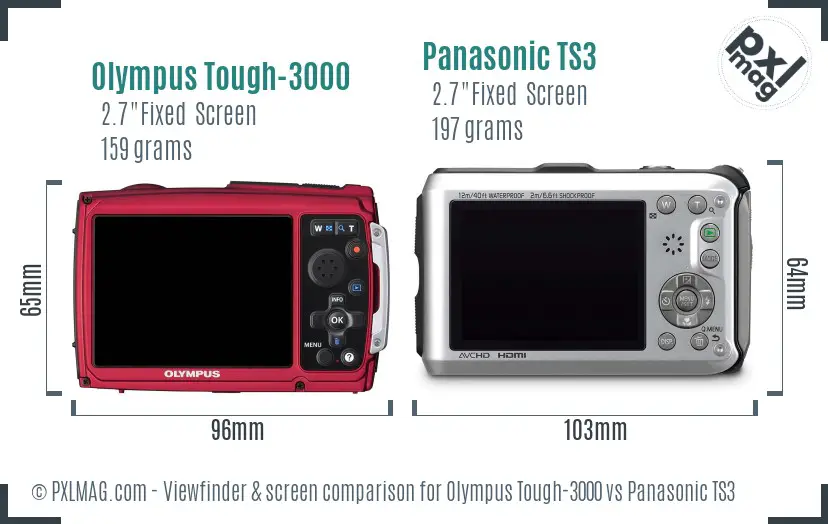 Olympus Tough-3000 vs Panasonic TS3 Screen and Viewfinder comparison