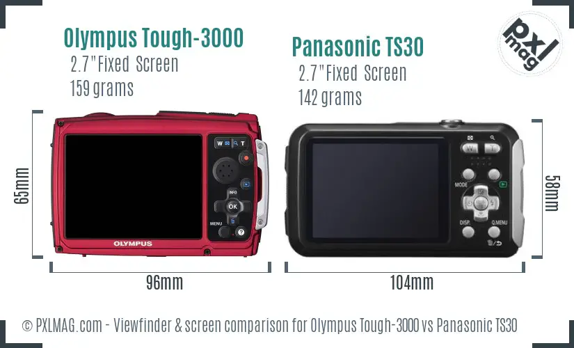 Olympus Tough-3000 vs Panasonic TS30 Screen and Viewfinder comparison