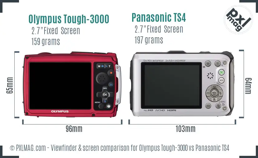 Olympus Tough-3000 vs Panasonic TS4 Screen and Viewfinder comparison