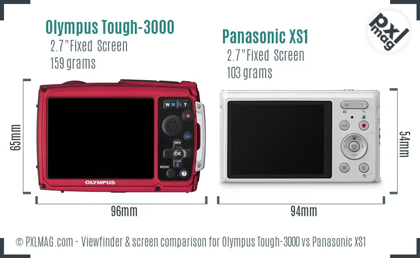 Olympus Tough-3000 vs Panasonic XS1 Screen and Viewfinder comparison