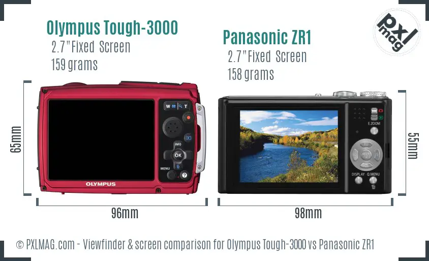 Olympus Tough-3000 vs Panasonic ZR1 Screen and Viewfinder comparison