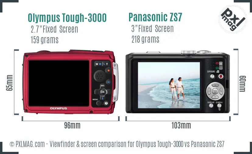 Olympus Tough-3000 vs Panasonic ZS7 Screen and Viewfinder comparison