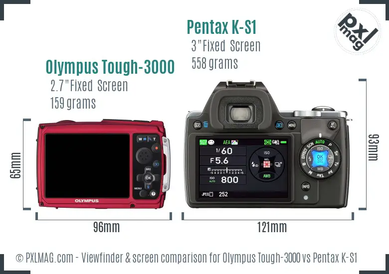 Olympus Tough-3000 vs Pentax K-S1 Screen and Viewfinder comparison