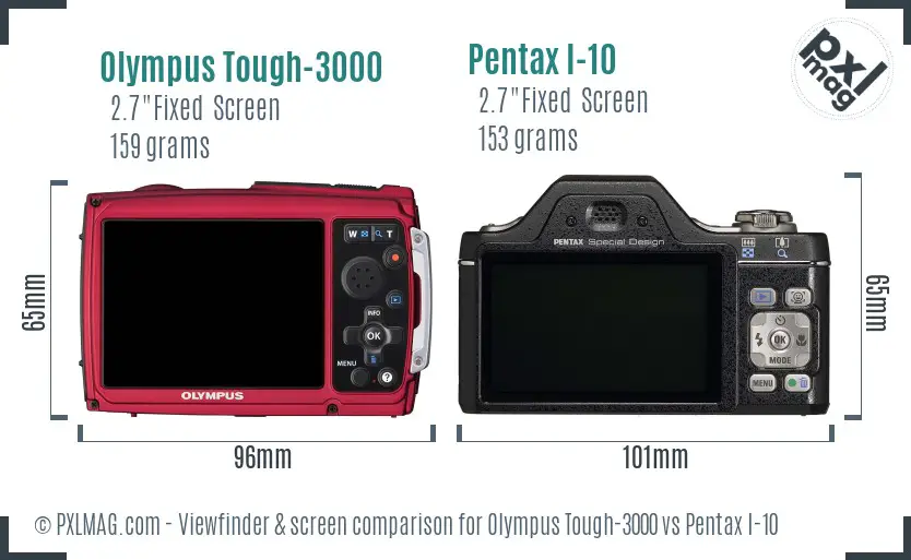 Olympus Tough-3000 vs Pentax I-10 Screen and Viewfinder comparison