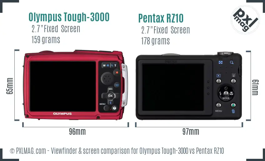 Olympus Tough-3000 vs Pentax RZ10 Screen and Viewfinder comparison