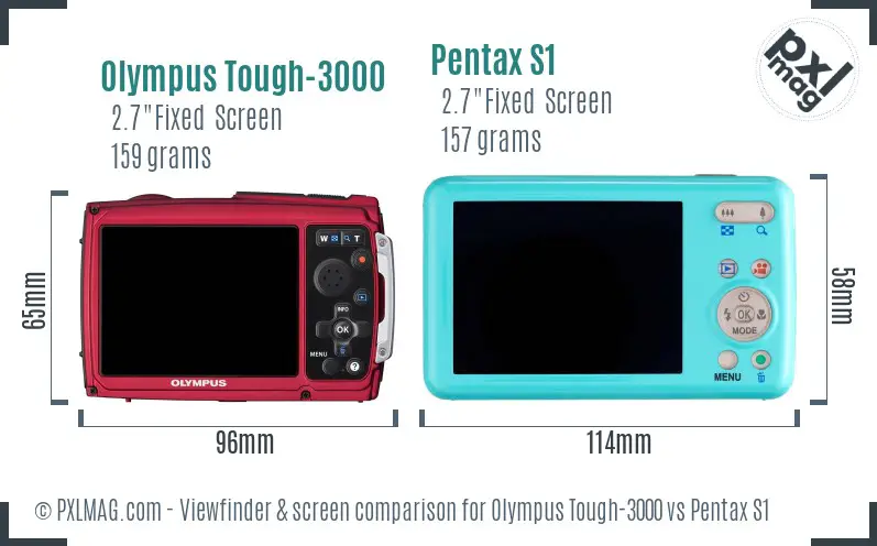 Olympus Tough-3000 vs Pentax S1 Screen and Viewfinder comparison