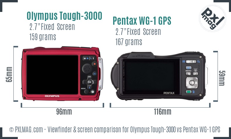 Olympus Tough-3000 vs Pentax WG-1 GPS Screen and Viewfinder comparison