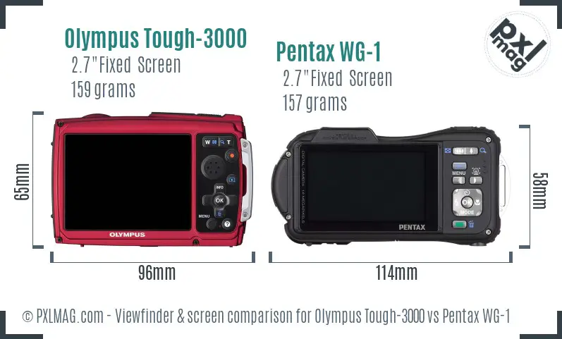 Olympus Tough-3000 vs Pentax WG-1 Screen and Viewfinder comparison Olympus Tough-3000 vs Pentax WG-1 Screen and Viewfinder comparison