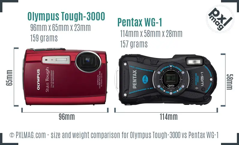 Olympus Tough-3000 vs Pentax WG-1 size comparison Olympus Tough-3000 vs Pentax WG-1 size comparison