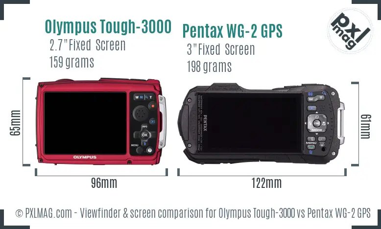 Olympus Tough-3000 vs Pentax WG-2 GPS Screen and Viewfinder comparison