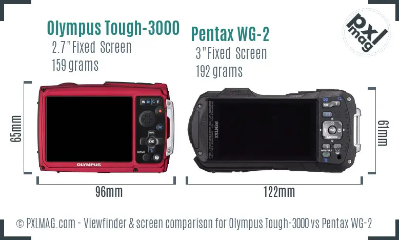 Olympus Tough-3000 vs Pentax WG-2 Screen and Viewfinder comparison