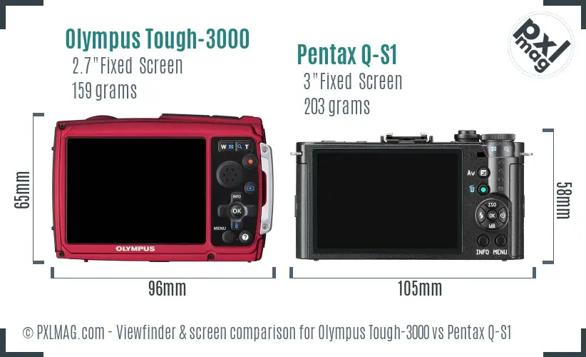 Olympus Tough-3000 vs Pentax Q-S1 Screen and Viewfinder comparison