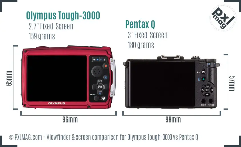 Olympus Tough-3000 vs Pentax Q Screen and Viewfinder comparison