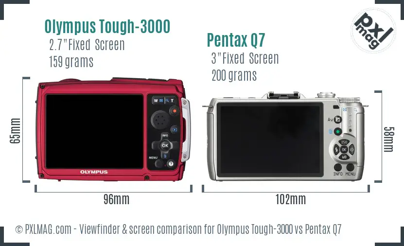 Olympus Tough-3000 vs Pentax Q7 Screen and Viewfinder comparison