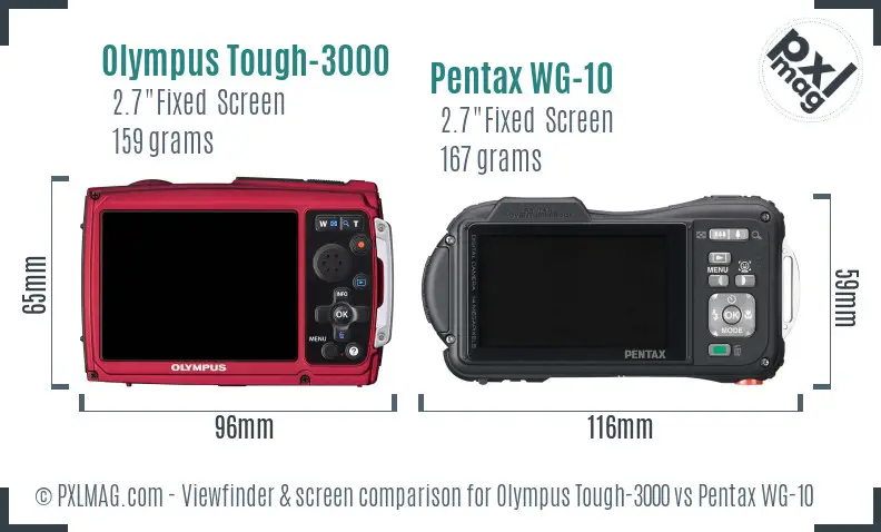 Olympus Tough-3000 vs Pentax WG-10 Screen and Viewfinder comparison