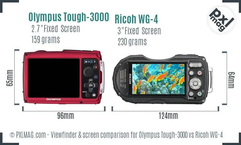Olympus Tough-3000 vs Ricoh WG-4 Screen and Viewfinder comparison Olympus Tough-3000 vs Ricoh WG-4 Screen and Viewfinder comparison