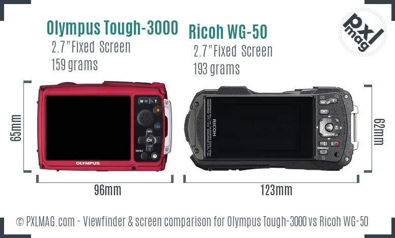 Olympus Tough-3000 vs Ricoh WG-50 Screen and Viewfinder comparison Olympus Tough-3000 vs Ricoh WG-50 Screen and Viewfinder comparison
