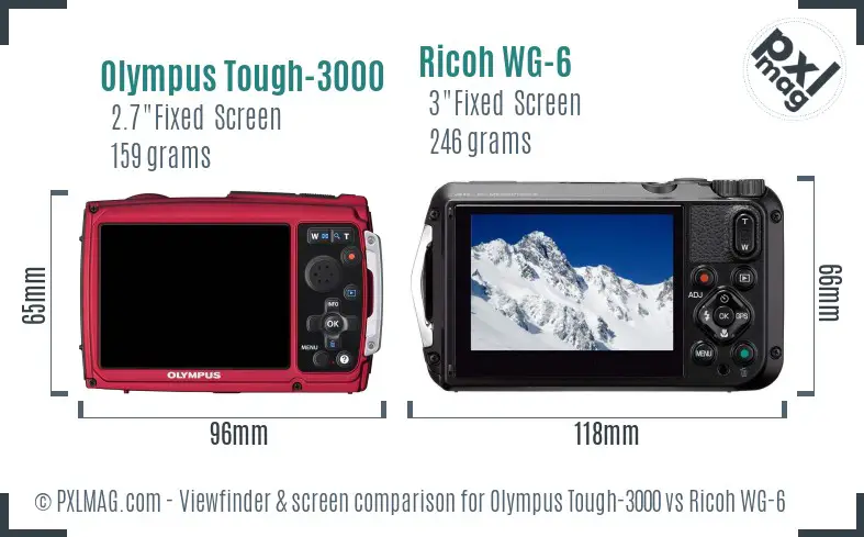 Olympus Tough-3000 vs Ricoh WG-6 Screen and Viewfinder comparison