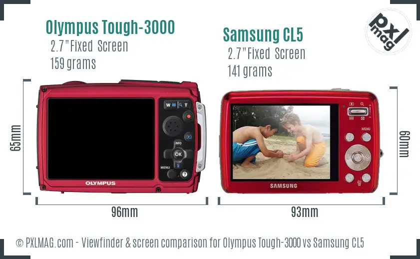 Olympus Tough-3000 vs Samsung CL5 Screen and Viewfinder comparison Olympus Tough-3000 vs Samsung CL5 Screen and Viewfinder comparison