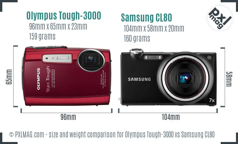 Olympus Tough-3000 vs Samsung CL80 size comparison Olympus Tough-3000 vs Samsung CL80 size comparison