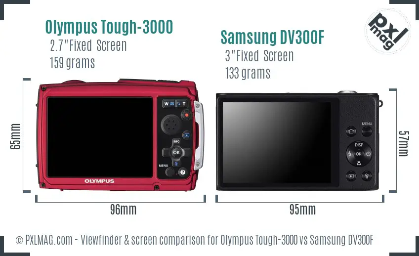 Olympus Tough-3000 vs Samsung DV300F Screen and Viewfinder comparison