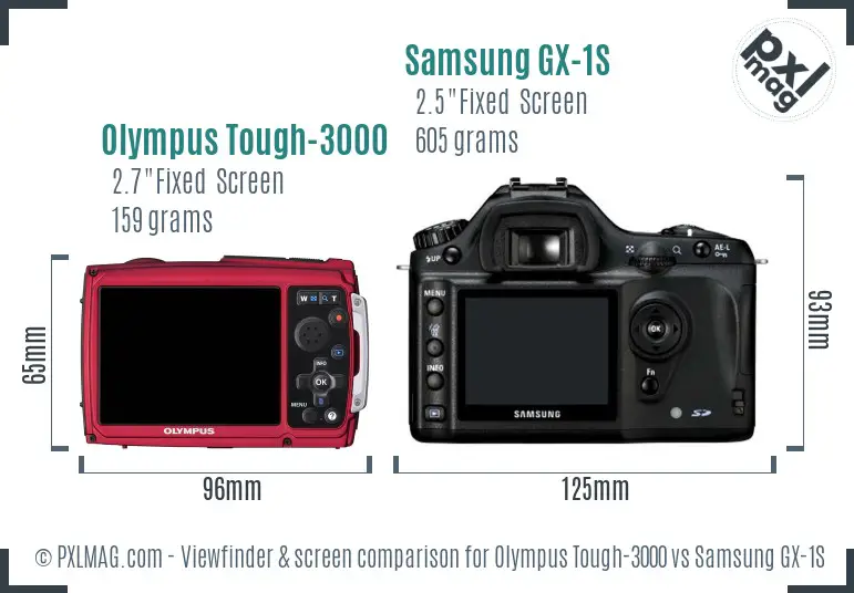 Olympus Tough-3000 vs Samsung GX-1S Screen and Viewfinder comparison