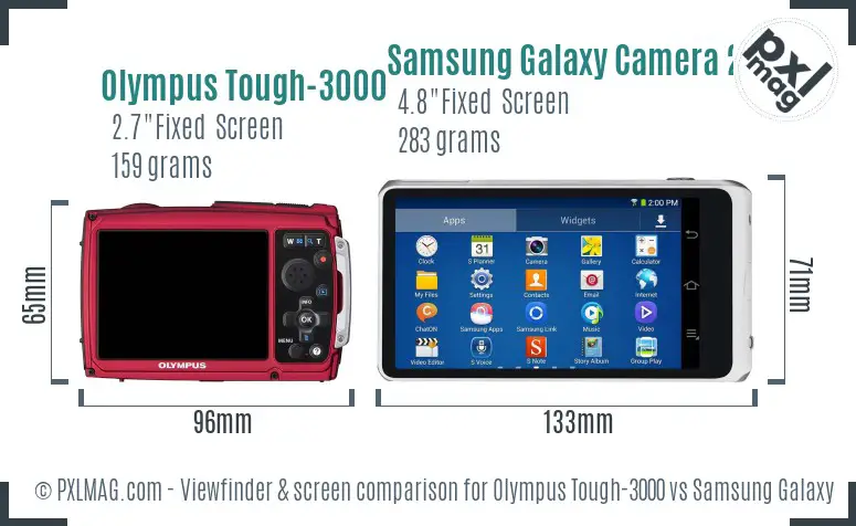 Olympus Tough-3000 vs Samsung Galaxy Camera 2 Screen and Viewfinder comparison