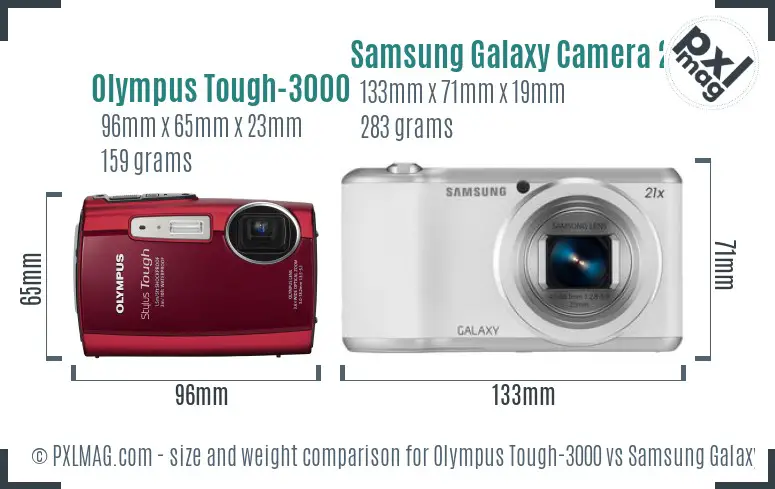 Olympus Tough-3000 vs Samsung Galaxy Camera 2 size comparison
