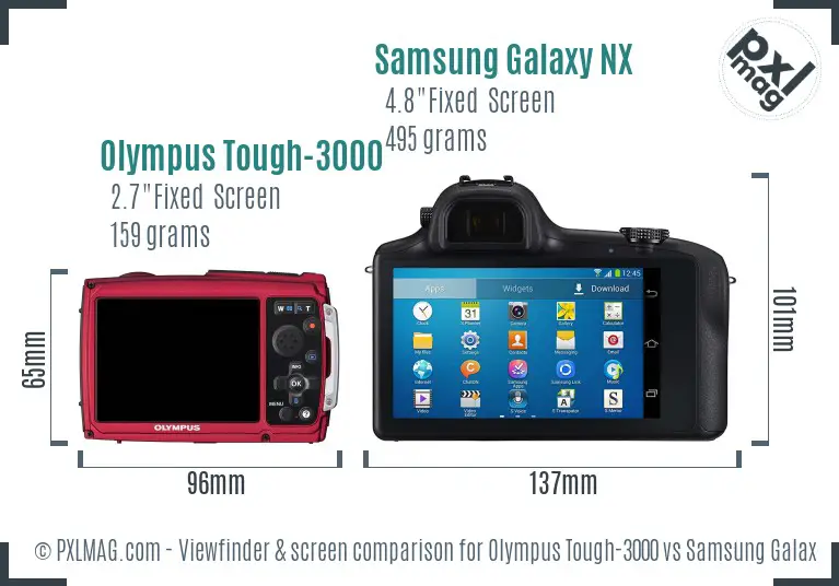 Olympus Tough-3000 vs Samsung Galaxy NX Screen and Viewfinder comparison