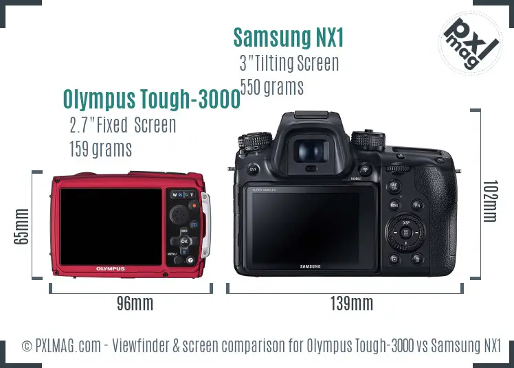 Olympus Tough-3000 vs Samsung NX1 Screen and Viewfinder comparison