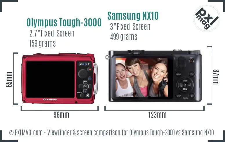 Olympus Tough-3000 vs Samsung NX10 Screen and Viewfinder comparison Olympus Tough-3000 vs Samsung NX10 Screen and Viewfinder comparison