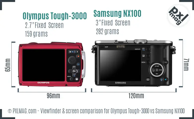 Olympus Tough-3000 vs Samsung NX100 Screen and Viewfinder comparison