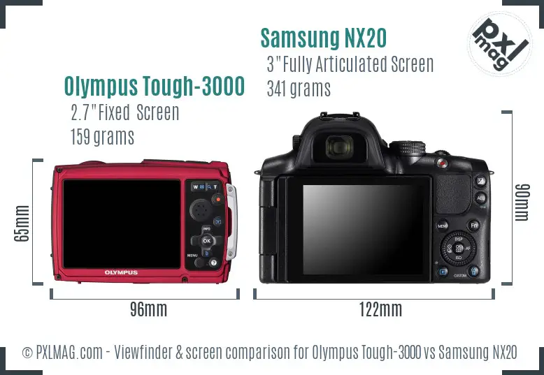 Olympus Tough-3000 vs Samsung NX20 Screen and Viewfinder comparison Olympus Tough-3000 vs Samsung NX20 Screen and Viewfinder comparison