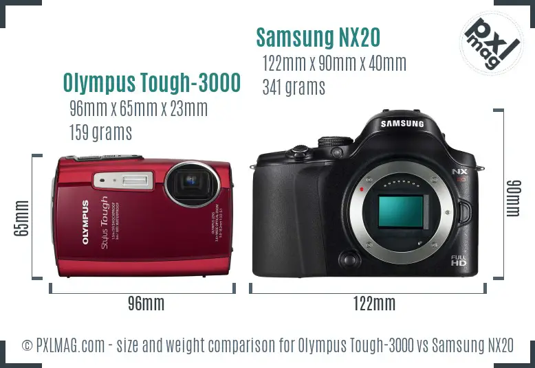 Olympus Tough-3000 vs Samsung NX20 size comparison Olympus Tough-3000 vs Samsung NX20 size comparison