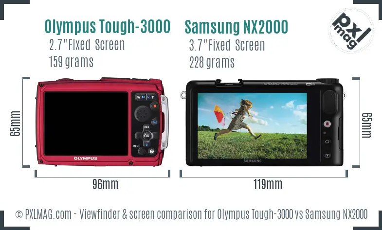 Olympus Tough-3000 vs Samsung NX2000 Screen and Viewfinder comparison