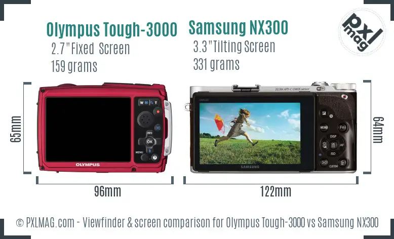 Olympus Tough-3000 vs Samsung NX300 Screen and Viewfinder comparison