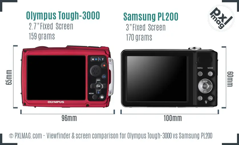 Olympus Tough-3000 vs Samsung PL200 Screen and Viewfinder comparison Olympus Tough-3000 vs Samsung PL200 Screen and Viewfinder comparison
