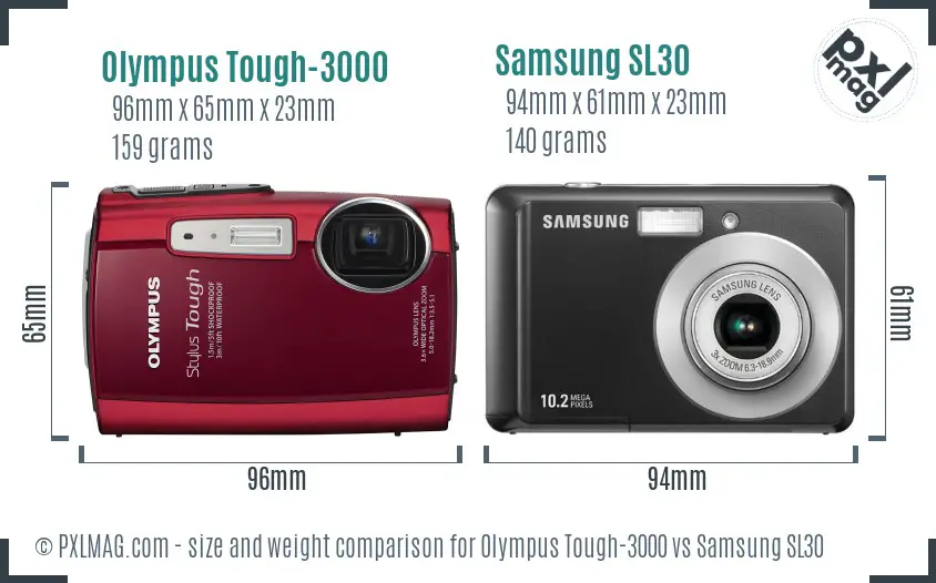 Olympus Tough-3000 vs Samsung SL30 size comparison Olympus Tough-3000 vs Samsung SL30 size comparison