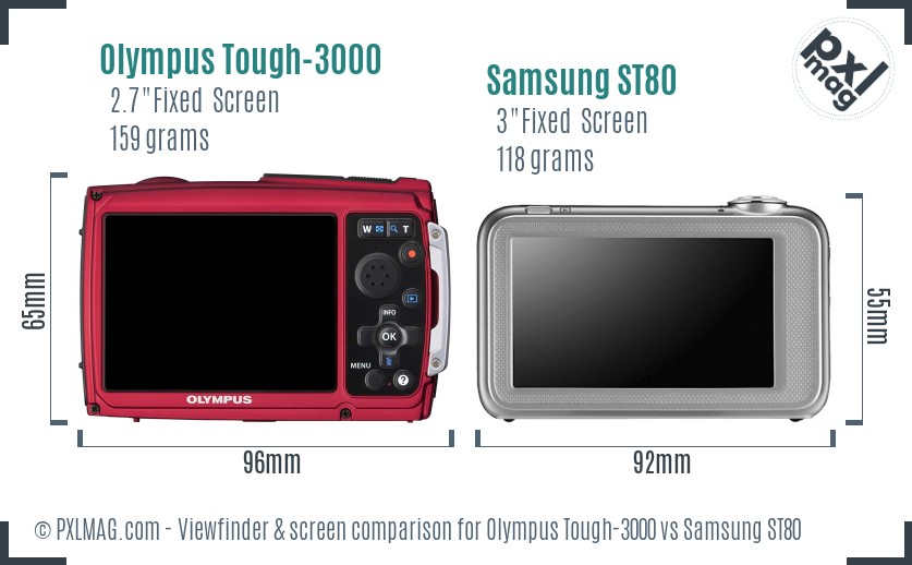 Olympus Tough-3000 vs Samsung ST80 Screen and Viewfinder comparison