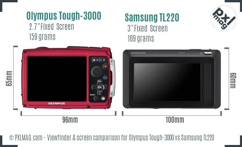 Olympus Tough-3000 vs Samsung TL220 Screen and Viewfinder comparison