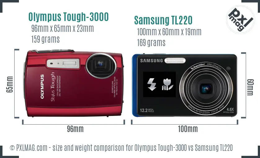 Olympus Tough-3000 vs Samsung TL220 size comparison Olympus Tough-3000 vs Samsung TL220 size comparison