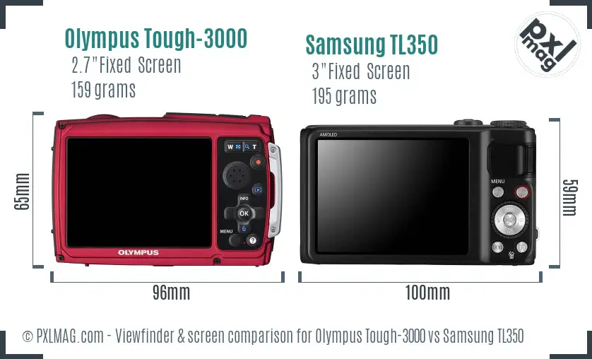 Olympus Tough-3000 vs Samsung TL350 Screen and Viewfinder comparison
