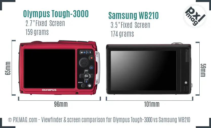 Olympus Tough-3000 vs Samsung WB210 Screen and Viewfinder comparison