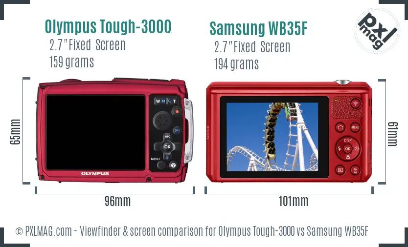 Olympus Tough-3000 vs Samsung WB35F Screen and Viewfinder comparison