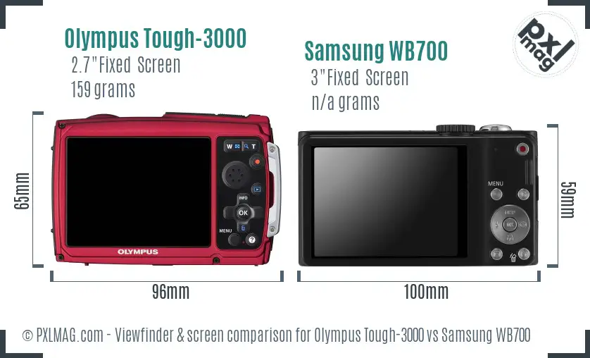 Olympus Tough-3000 vs Samsung WB700 Screen and Viewfinder comparison
