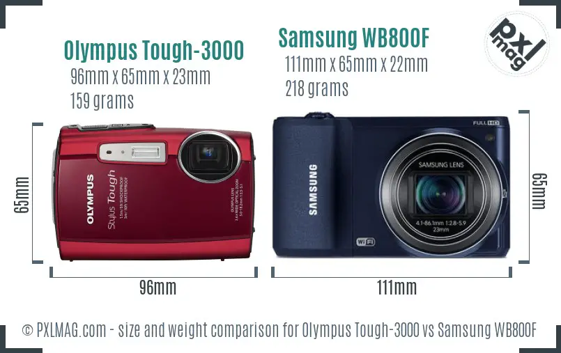Olympus Tough-3000 vs Samsung WB800F size comparison Olympus Tough-3000 vs Samsung WB800F size comparison