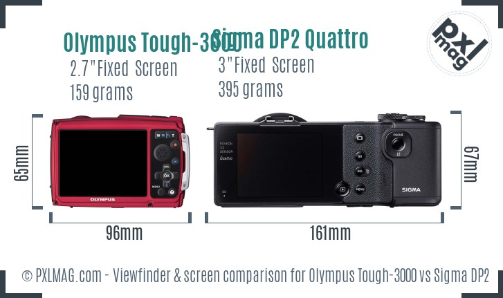 Olympus Tough-3000 vs Sigma DP2 Quattro Screen and Viewfinder comparison