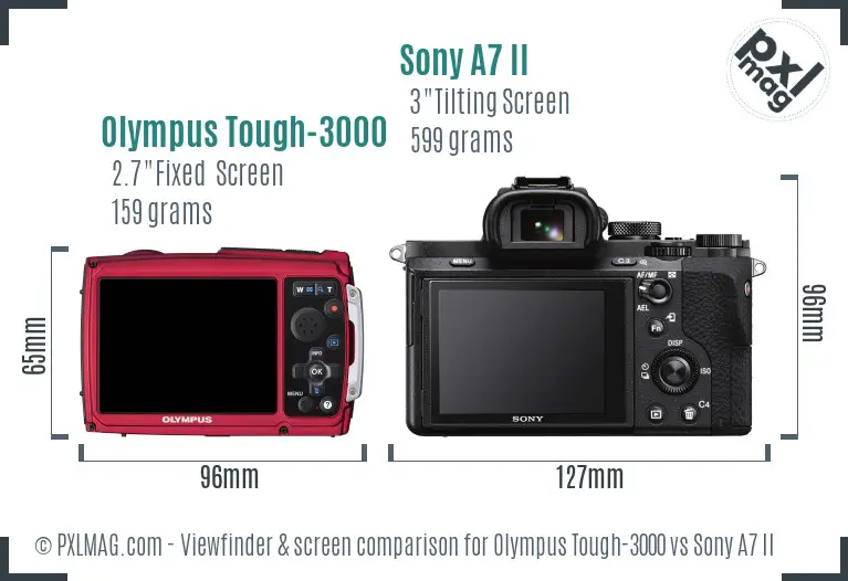 Olympus Tough-3000 vs Sony A7 II Screen and Viewfinder comparison Olympus Tough-3000 vs Sony A7 II Screen and Viewfinder comparison