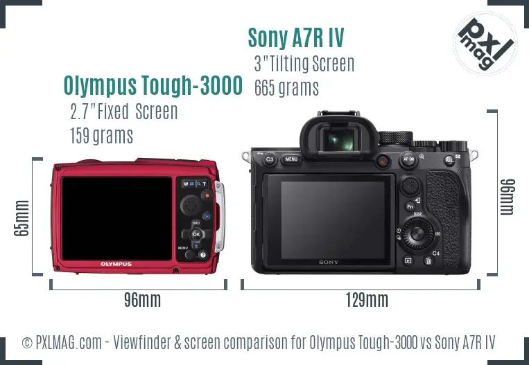 Olympus Tough-3000 vs Sony A7R IV Screen and Viewfinder comparison